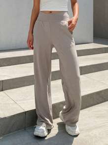 DAZY 女士交叉腰带阔腿休闲裤 夏季 - 卡其色 - 查看 6