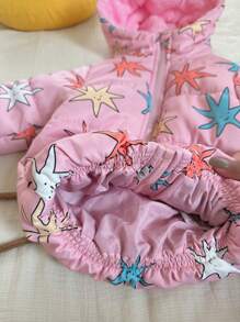 Baby Girls Cartoon Hooded Padded Coat - Multicolor - View 5