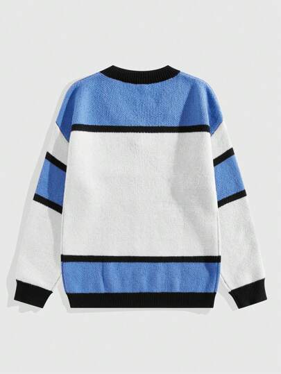 Street Life Men's V-Neck Printed Casual Long Sleeve Sweater