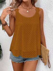 SHEIN LUNE Women's Floral Lace Jacquard Chiffon Camisole - Orange - View 4