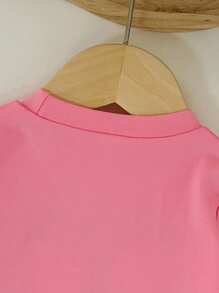 Baby Girl Round Neck Scenery City Printed Long Sleeve T-Shirt And Solid Color Jeans Casual Outfit Set