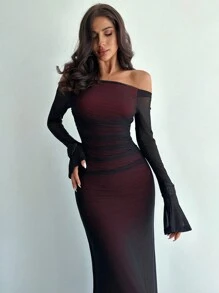 Firerie 女士优雅性感红色网眼覆盖细肩带派对连衣裙 - 紅色 - 查看 6