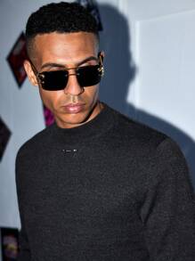 Manfinity VCAY 1 pieza Suéter de estilo vintage con mangas largas y cuello alto para hombre, de ajuste casual y elegante, con estilo Y2K, perfecto para volver al colegio, Halloween, otoño e invierno