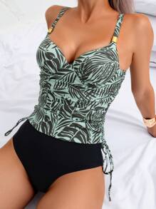 SHEIN Swim 女士随机印花比基尼两件套比基尼夏季