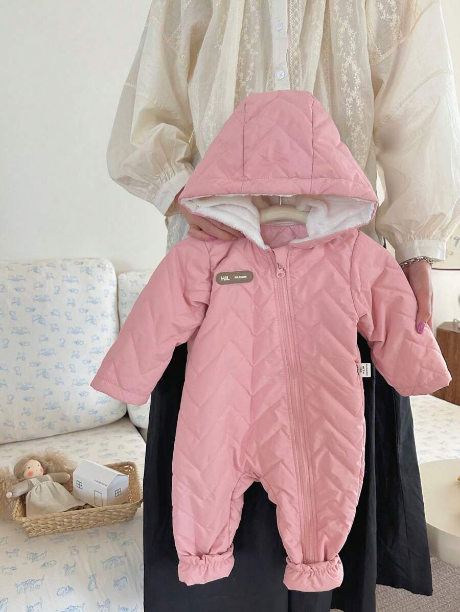 Mono con capucha y forro térmico para bebé niña, otoño/invierno - Rosa - Ver 1