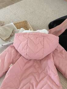 Mono con capucha y forro térmico para bebé niña, otoño/invierno - Rosa - Ver 3