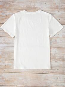 INAWLY Camiseta gráfica de manga corta de cuello redondo con lema y estampado de caballero para mujer de talla grande, blusas informales para mujer