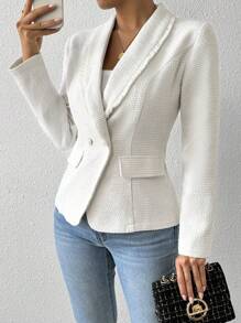 Chiquease 女士休闲粗花呢西装外套