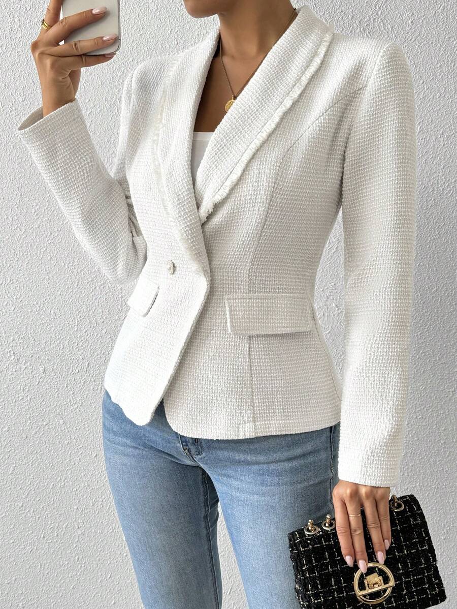 Chiquease 女士休闲粗花呢西装外套