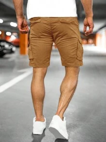 Manfinity Homme Men Flap Pocket Drawstring Waist Cargo Shorts - Ginger - View 2