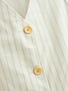 THE HAPPY LOOK Chaleco sin mangas casual a rayas con cuello en V para niñas adolescentes, primavera/verano - Beis - Ver 3