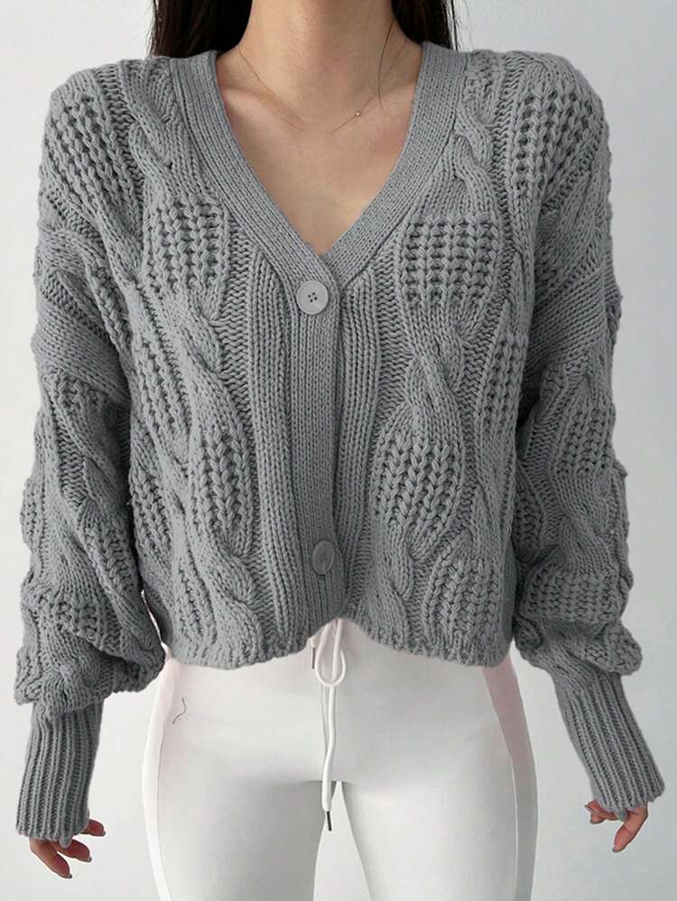 Women's Solid Color Long Sleeve Loose Casual V-Neck Cardigan, Autumn/Winter,Fall Women Clothes