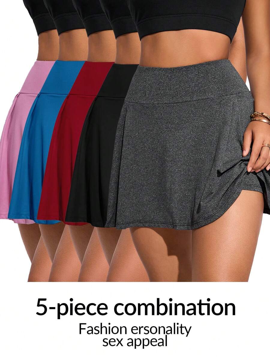 Easithlete Women's Summer Solid High Waist Skort For Everyday Sports - Multicolor - View 1