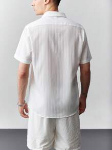 Manfinity Homme Men's Summer Printed Short Sleeve Shirt And Shorts Casual Suit - White - View 2