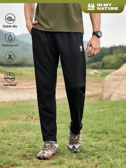 In My Nature Pantalon décontracté de jogging pour homme imprimé avec lettres à taille élastique pour une utilisation en extérieur