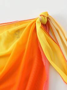 Swim Vcay Ombre Mesh Tie-Up Cover-Up Skirt Summer - Orange - View 5