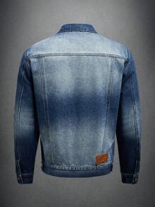 Manfinity Homme Donkerblauw vintage gewassen denim uitgerust truckerjack voor heren