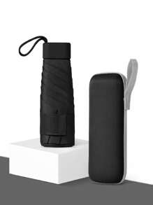 Ô dù cầm tay màu đen có khả năng chống tia UV và thiết kế gấp sáu lần nhỏ gọn - Lựa chọn che nắng lý tưởng với hộp đựng ô tiện lợi - màu đen - Xem 1