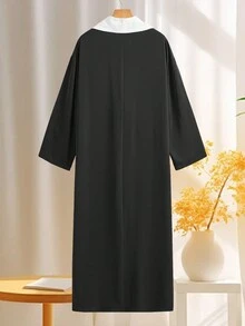 Al Najma Cổ áo thêu hoa nữ dài tay Abaya Ả Rập - Nhiều màu - Xem 2