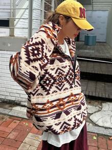 DAZY 女士复古印花简约休闲长袖运动衫，秋季女装 - 彩色 - 查看 4