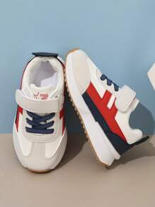 儿童撞色魔术贴运动鞋，新款时尚休闲厚底运动鞋，适合男孩和女孩，轻便跑步鞋 - 彩色 - 查看 4