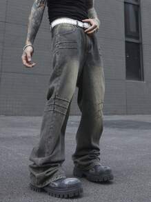 Manfinity Roghcode Men Casual Washed Straight Leg Denim Jeans - Bronze - View 1