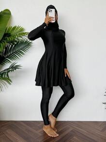 Swim Mulvari 女士纯色简约日常长袖防晒衣 夏季 - 黑色 - 查看 4