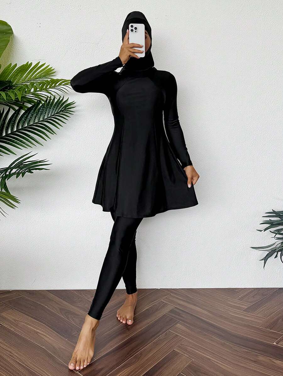 Swim Mulvari 女士纯色简约日常长袖防晒衣 夏季 - 黑色 - 查看 1