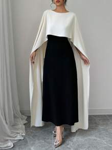 Elenzga Women's Round Neck Batwing Sleeve Maxi Elegant Party Dress