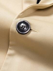 Manfinity Mode Men Long Sleeve Lapel Collar Blazer For Commuting, Beige Suit Men, Camel Suit Men, Men Beige Suit - Khaki - View 4