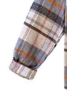Teen Girls' Fashion Casual Holiday Plaid Shirt & Solid Color Long Sleeve Top & Pants 3pcs Outfit Set
