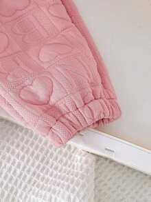 SHEIN Quần ống loe in chữ thông thường dành cho nữ, mùa xuân, mùa thu - Hồng - Xem 5