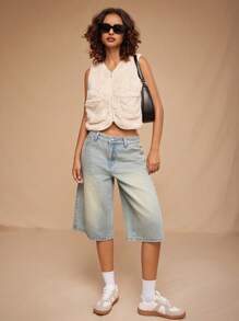 Forever 21 Damen Beige Ausgeh-/Gemütlicher/Einfacher/Reißverschluss/Süßer Kurzer/Teddy Mantel Top für Herbst & Winter - Beige - Übersicht 1