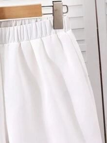 2pcs Tween Girls' Colorblock Striped Crew Neck Sleeveless Top And Shorts Set, Mommy And Me - White - View 7