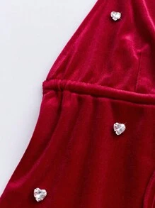 Sweetra Parte superior holgada sin mangas con estampado de corazones, con atar en la espalda, para mujer