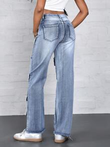 SHEIN ICON Women's Casual Straight-Leg Jeans With Multiple Pockets