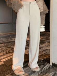 DAZY Pantalones casuales de pierna recta a cuadros para mujer, ropa de otoño