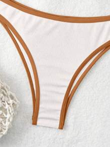 SHEIN Swim 夏季沙灘對比拼色露腰比基尼套裝 - 彩色 - 查看 6