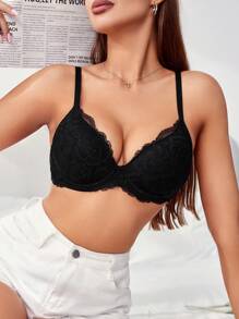 Áo ngực thoáng khí có dây buộc ren gợi cảm - màu đen - Xem 1