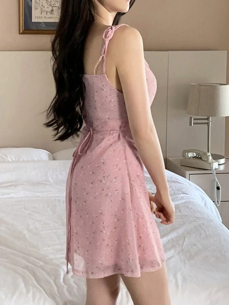 Women Casual Floral Print Sleeveless Dress Sundress Vacation Outfits Women Cocktail Dress