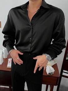 DAZY Men's Solid Color Long Sleeve Casual Shirt For Autumn
