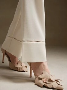 Anewsta Women Wide Leg Patchwork Casual Pants - White - View 7