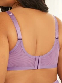 LUVLETTE حمالة صدر مصغرة ذات تغطية كاملة وتهوية خفيفة من الشبك المنفذ للهواء باللون البنفسجي، راحة وأناقة بسيطة - الأرجواني - مشاهدة 2