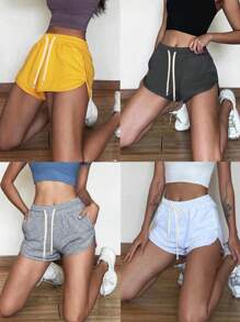 INAWLY Paquete de 3 pantalones cortos deportivos con cintura de cordón para verano