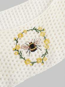 ROMWE Fairycore 大码女式刺绣装饰套头衫 - 杏色 - 查看 3