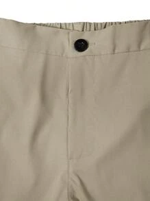 Manfinity LEGND Men's Front-Button Multi-Pocket Zipper Long Pants, Casual Wear - Khaki - View 3