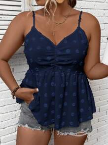 Calvaya Plus Size Women Solid Color Simple Everyday Cami Top - Navy Blue - View 4