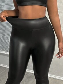 Slaydiva 街头风格高腰紧身打底裤 - 黑色 - 查看 3