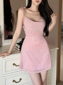 DAZY Women Casual Floral Print Sleeveless Dress Sundress Vacation Outfits Women - Pink - View 1