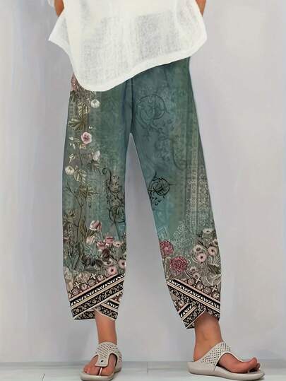 Plus Size Summer Loose Holiday Printed Pants